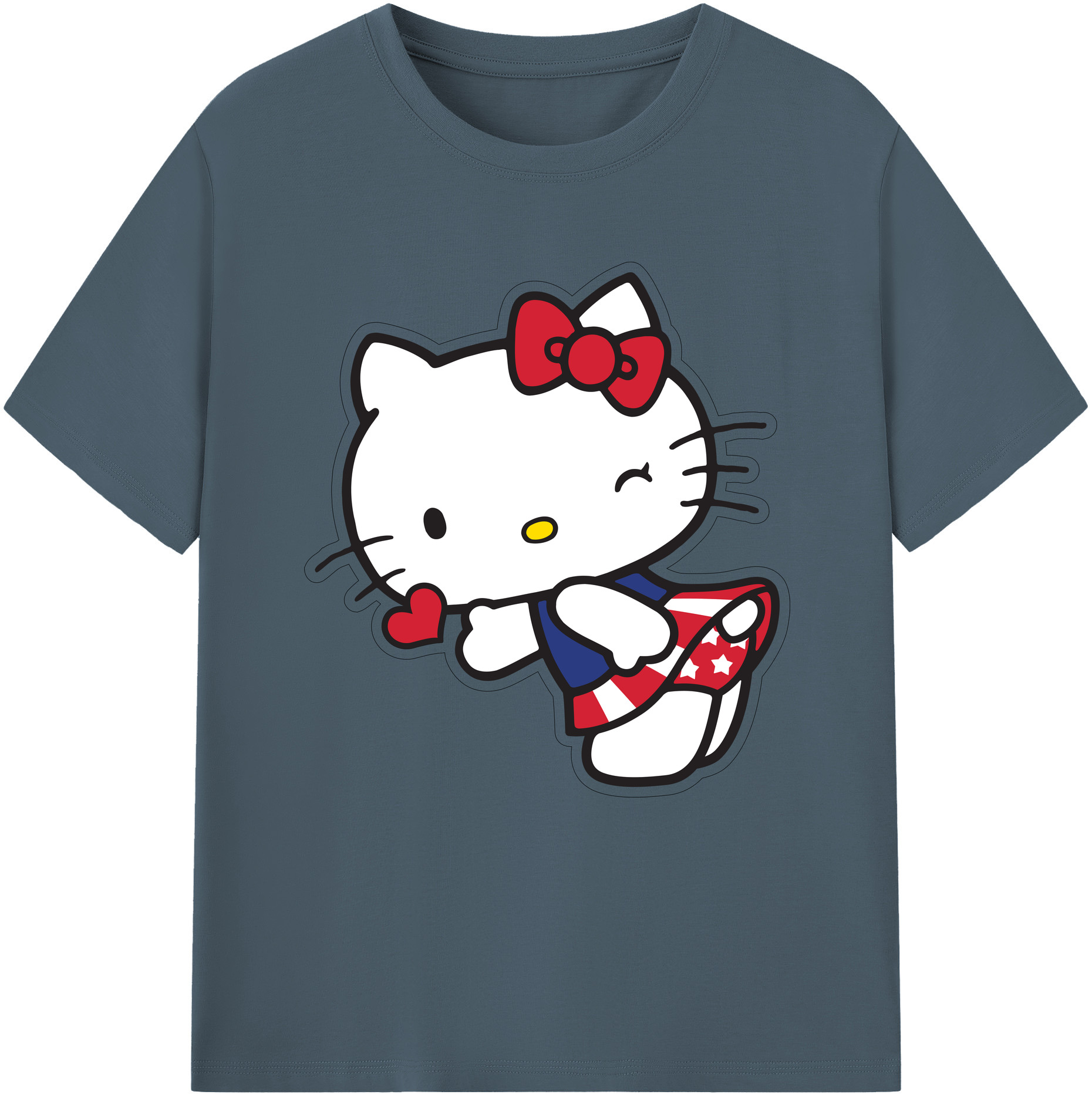 （画像用） Hello Kitty ハローキティ 綿100％半袖Tシャツ（フロントプリント）